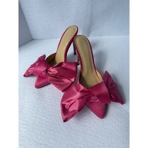 PNKELEPHANT Hot Pink Satin Bow Stiletto Heel Elephant Barbie EUR‎ 38 holiday NYE